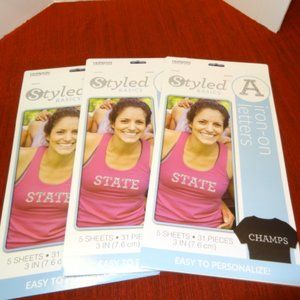 Set Of 3 Packs Iron-On Letters, w/5 Sheets Each